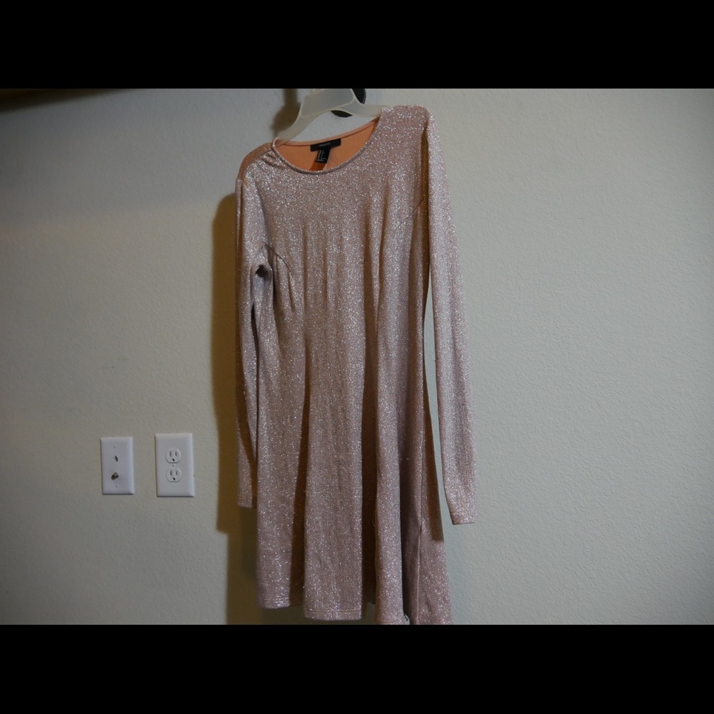 Pink shiny long sleeve dress